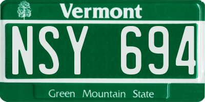 VT license plate NSY694