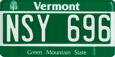 VT license plate NSY696