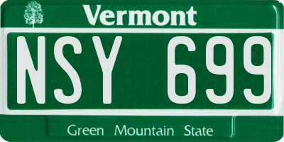 VT license plate NSY699