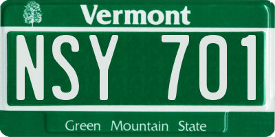 VT license plate NSY701