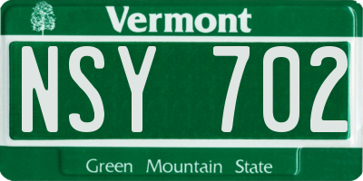 VT license plate NSY702