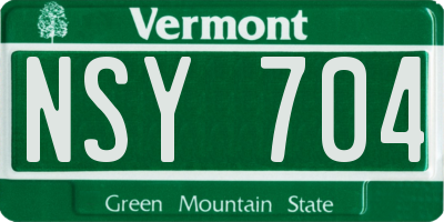 VT license plate NSY704