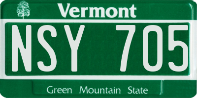 VT license plate NSY705