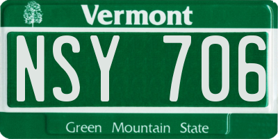 VT license plate NSY706