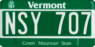 VT license plate NSY707
