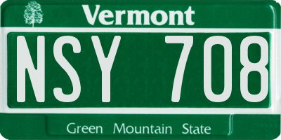 VT license plate NSY708