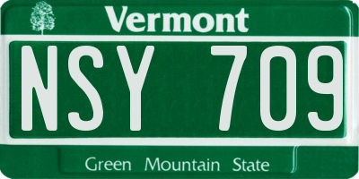 VT license plate NSY709