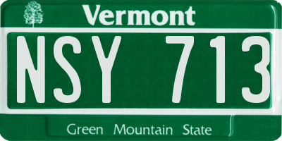 VT license plate NSY713