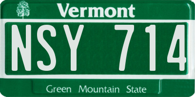VT license plate NSY714