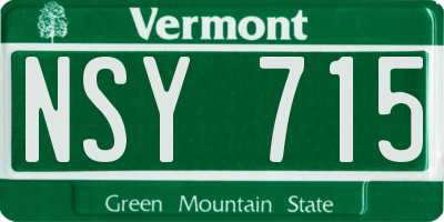 VT license plate NSY715