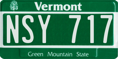 VT license plate NSY717