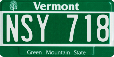 VT license plate NSY718