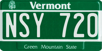 VT license plate NSY720