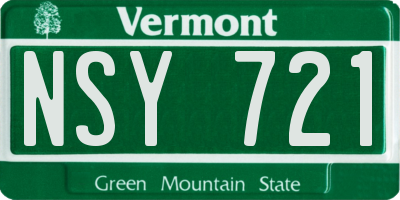 VT license plate NSY721