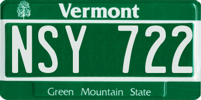 VT license plate NSY722