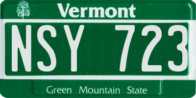 VT license plate NSY723