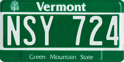 VT license plate NSY724