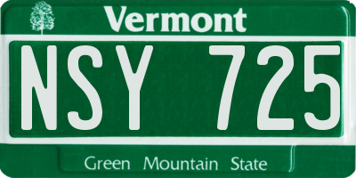 VT license plate NSY725