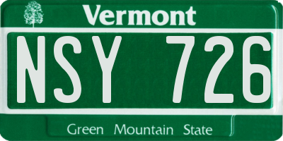 VT license plate NSY726