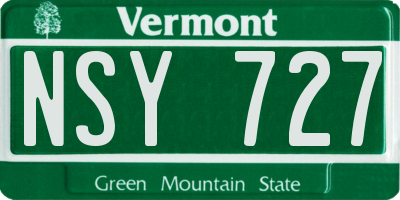 VT license plate NSY727