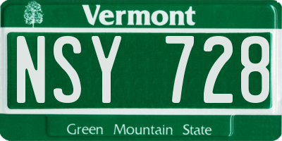 VT license plate NSY728