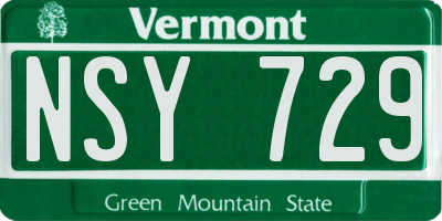VT license plate NSY729