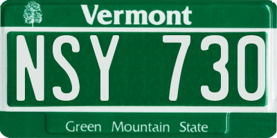 VT license plate NSY730