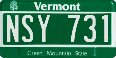 VT license plate NSY731