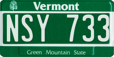 VT license plate NSY733