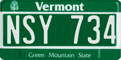 VT license plate NSY734