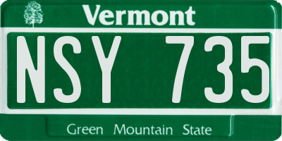 VT license plate NSY735