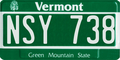 VT license plate NSY738