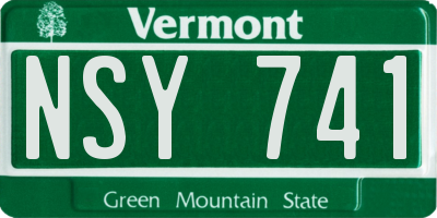 VT license plate NSY741