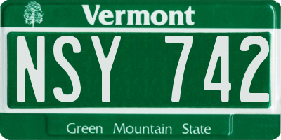 VT license plate NSY742