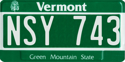 VT license plate NSY743