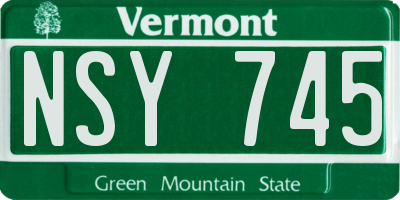 VT license plate NSY745