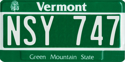VT license plate NSY747