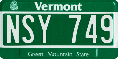 VT license plate NSY749