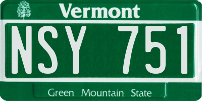 VT license plate NSY751
