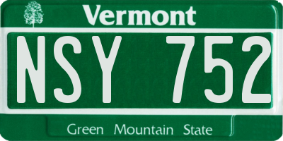 VT license plate NSY752