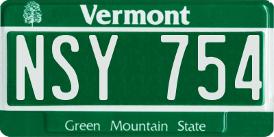 VT license plate NSY754