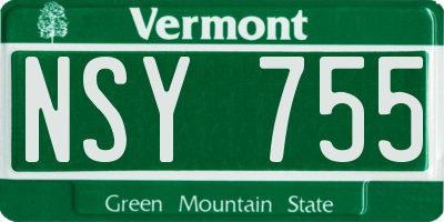 VT license plate NSY755