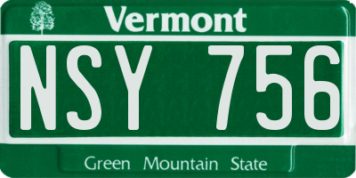 VT license plate NSY756