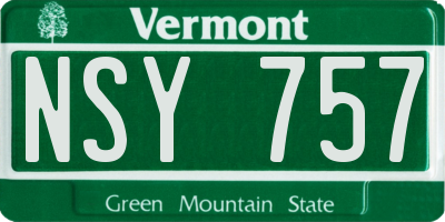 VT license plate NSY757