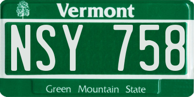 VT license plate NSY758