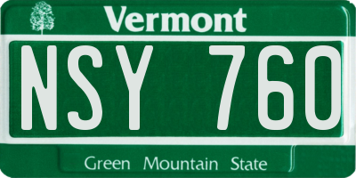 VT license plate NSY760