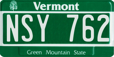 VT license plate NSY762