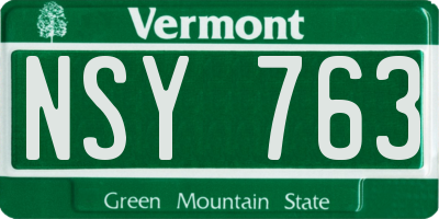 VT license plate NSY763