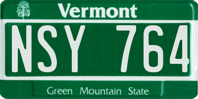 VT license plate NSY764