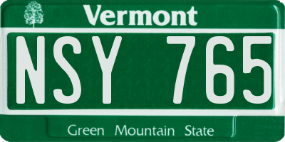 VT license plate NSY765
